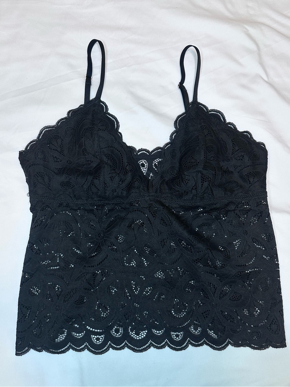 Aerie Real Good Black Lace Cropped Bralette Cami Tank Medium